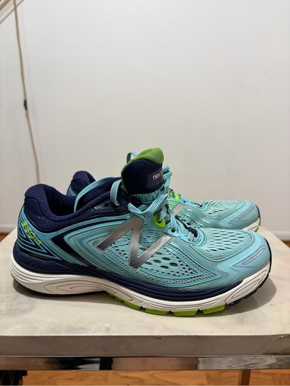 New Balance 360 V8 TruFuse Women’s Aqua/Teal, Navy Running Shoes Lime Accents 8